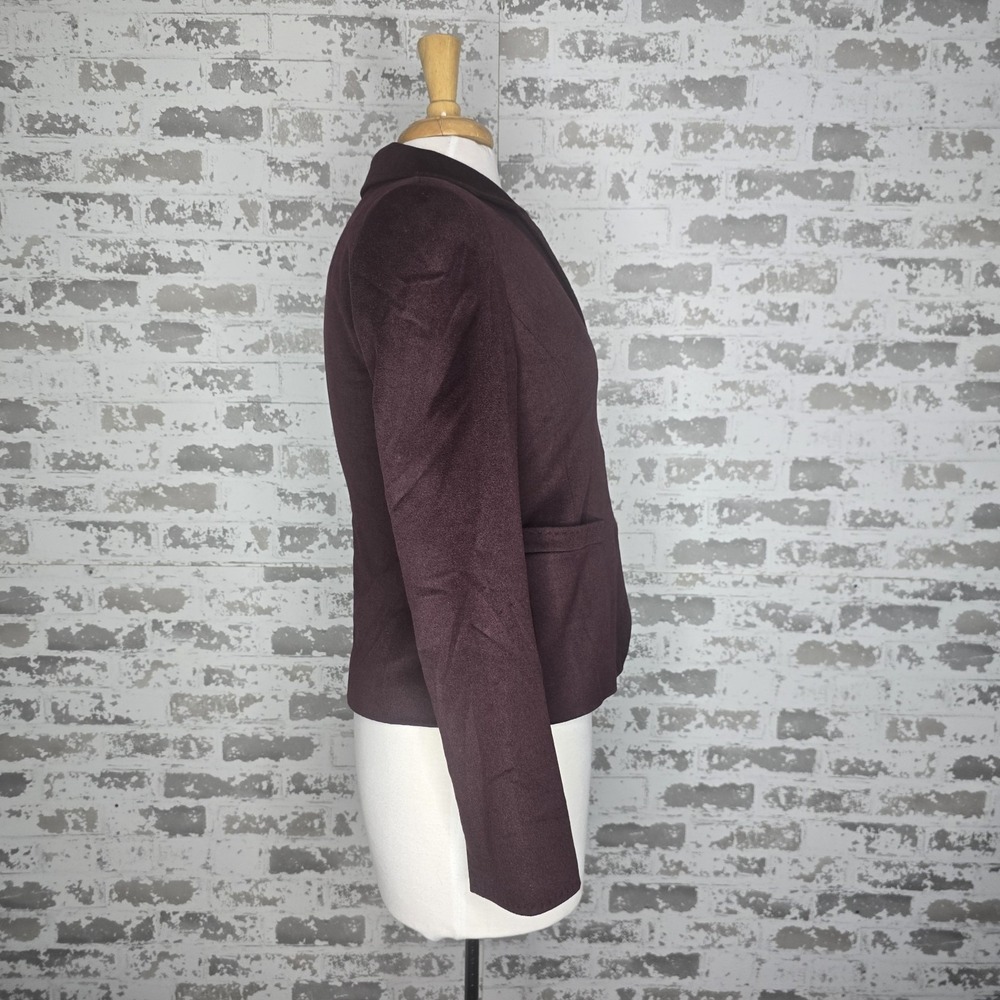 Lafayette 148 NY Blazer Womens 2 Burgundy Cropped Wool Angora Velvet Career Work - Picture 3 of 11